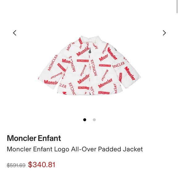 Moncler toddler coat 12-18 months worn 1x for a few hours all white with red